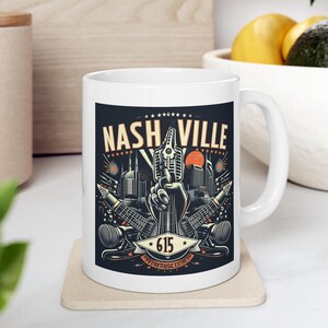 Ceramic Mug, Nashville Mug (11oz, 15oz), Ceramic Mug, Music Mug, Musician Mug, Music Teacher Gift, Gift For Music Lovers