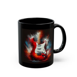 Black Guitar Coffee Mug | Musician Gift | Rock Music Studio Cup | Electric Guitar Art Mug | Music Lover Gift image 7