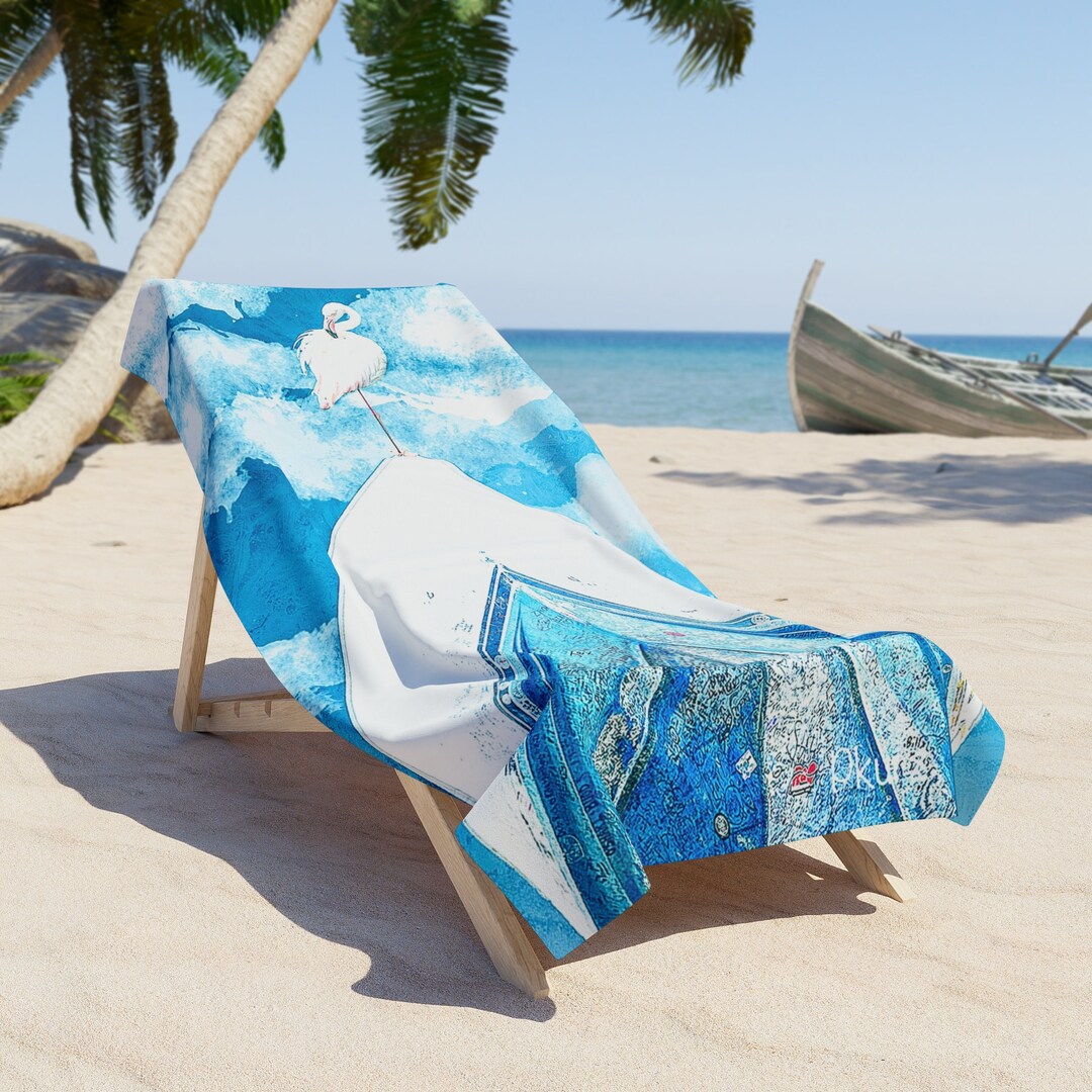BEACH TOWEL WITH FRINGE FELINE FOLKLORE main image 1