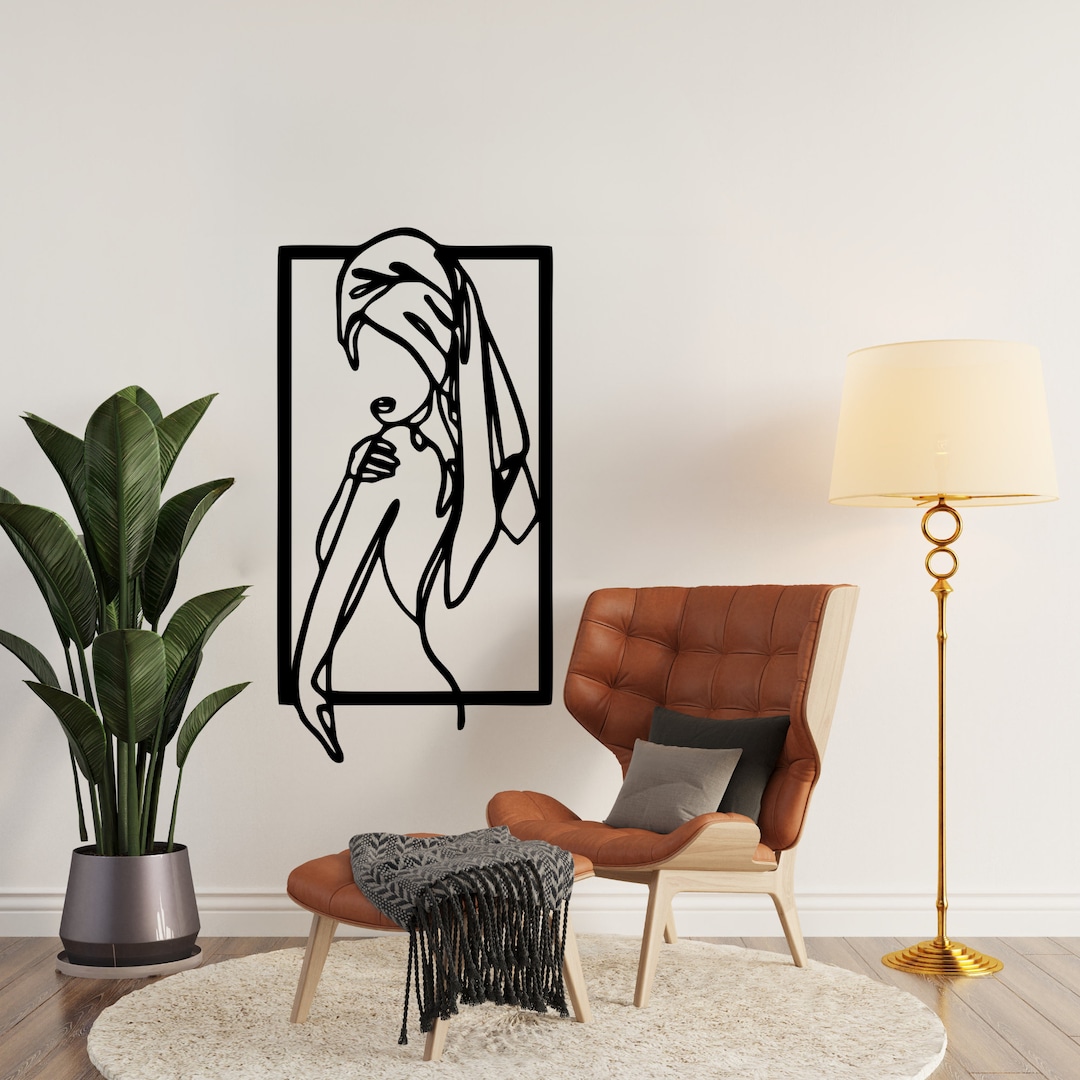 Woman Bathroom Wall Art, Metal Wall Decor, Bathroom Wall Decor, Modern Home Gift, Minimalist ...