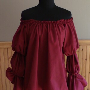 Pirate Wench Gypsy Renaissance Blouse Chemise Costume Burgundy