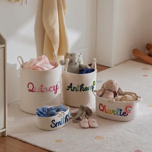 Custom Name Basket for Kids and Pets · Storage Basket · Custom Name Toy Baskets· Nursery Gifts · Dorm Organizer · Laundry Basket
