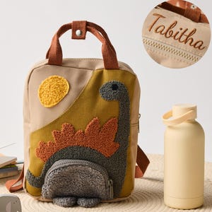 Mochila de dinosaurio personalizada para niños con nombre, mochila de dinosaurio para jardín de infancia y guardería, regalo bordado para niños
