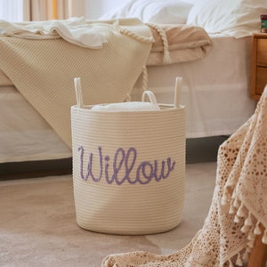 Personalized Laundry Basket, Dorm Storage Organizer, Kids Gift Basket, Pet Toy Basket, Nursery Decor, Custom Name Hamper