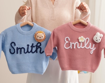 Custome Baby Name Sweater, Personalized Gift, Baby Birthday Gift, Newborn Gift, Embroidered Sweater, Name Sweater, Toddler Sweater