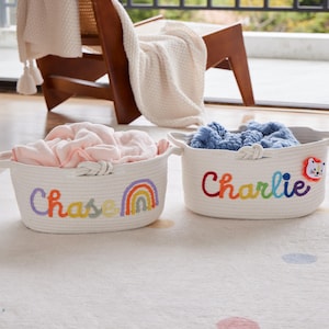 Custom Name Basket for Kids and Pets · Storage Basket · Custom Name Toy Baskets· Nursery Gifts · Dorm Organizer · Laundry Basket