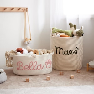 Custom Pet Toy Basket, Personalized Kids Box, Nursery Gifts, Santa Gifts for Baby | Christmas 2024