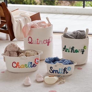 Custom Name Basket for Kids and Pets · Storage Basket · Custom Name Toy Baskets· Nursery Gifts · Dorm Organizer · Laundry Basket