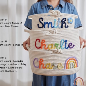 Cesta de almacenamiento personalizada, cesta organizadora, cesta para juguetes de mascotas, regalos para baby shower, decoración de guardería, regalos para bebé, regalo navideño, cesta personalizada. imagen 3