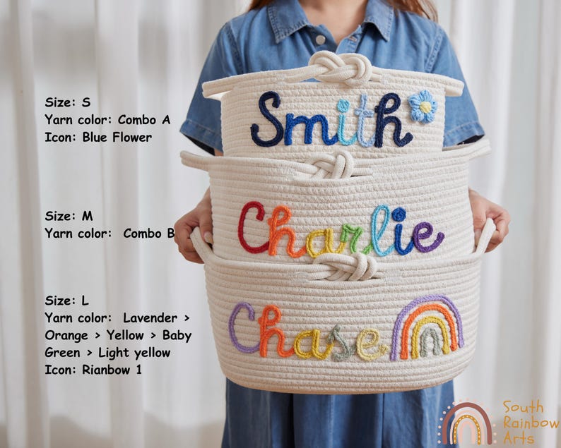 Cesta de almacenamiento personalizada, cesta organizadora, cesta para juguetes de mascotas, regalos para baby shower, decoración de guardería, regalos para bebé, regalo navideño, cesta personalizada. imagen 3