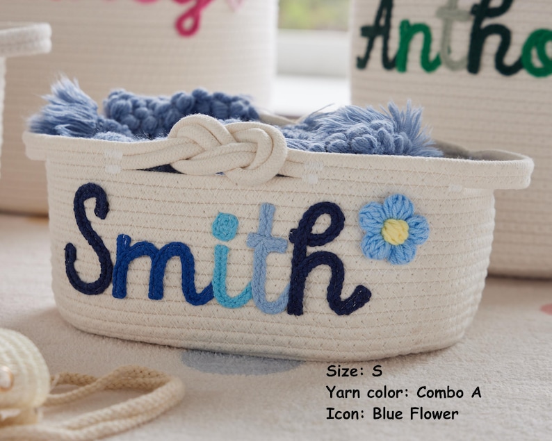 Cesta de almacenamiento personalizada, cesta organizadora, cesta para juguetes de mascotas, regalos para baby shower, decoración de guardería, regalos para bebé, regalo navideño, cesta personalizada. imagen 8