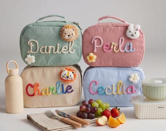 Borsa termica personalizzata con nome, borsa isolante per il pranzo al sacco, borsa frigo ricamata per asilo nido e scuola materna, regalo per bambini