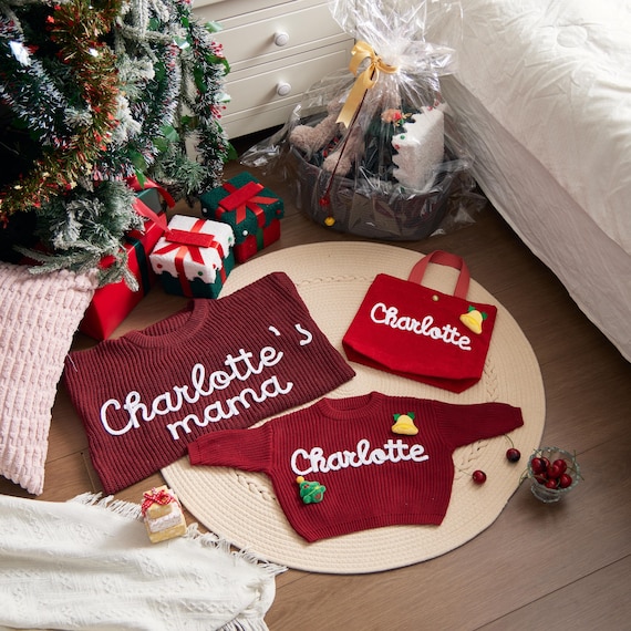 Adult Costume | Christmas Family Matching Set – Personalized Sweaters | Christmas Gift | Custome Baby Name Sweater | Personalized Gift