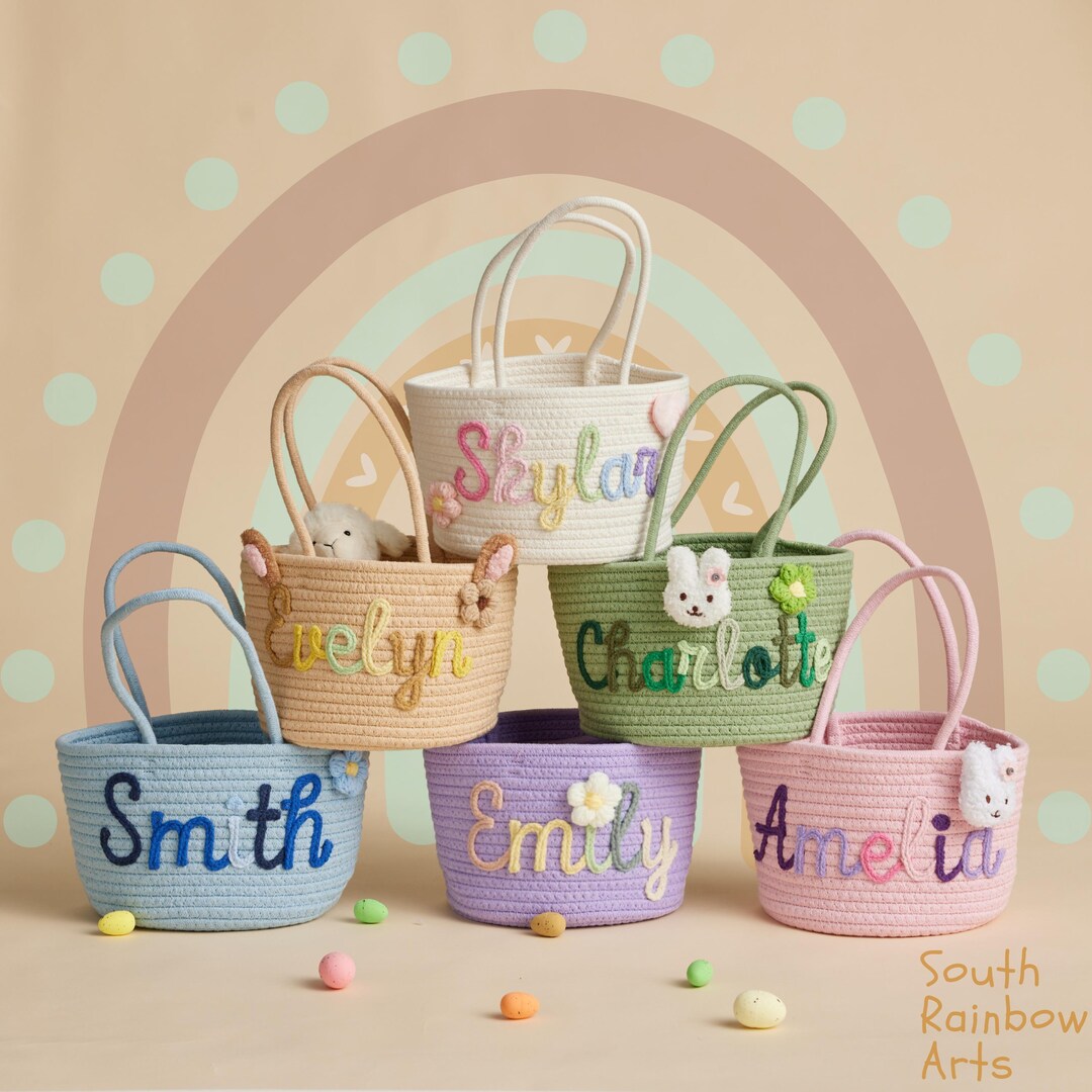 Custom Easter Handle Basket,personalized Tote Basket,personalized ...