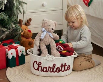 Cesta de regalo para baby shower, cesta de juguetes personalizada, regalos para baby shower, regalos para niños, decoración de guardería, regalos para bebé, cesta con nombre personalizado, regalo navideño.