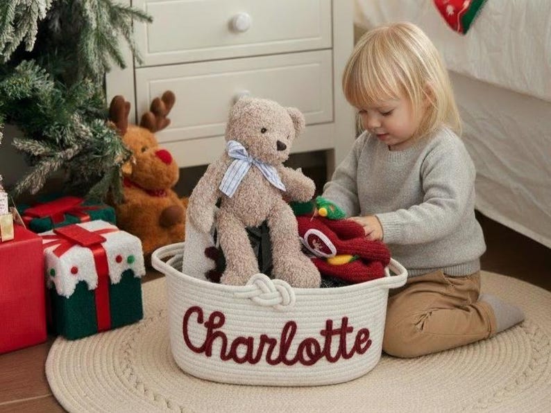 Custom Toy Basket, Baby Shower Gifts, Kids Gifts, Nursery Decor, Gifts for Baby, Custom Name Basket, Dog/Cat Toy Basket