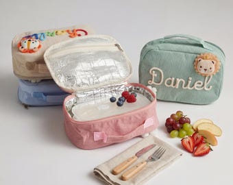 Borsa termica personalizzata con nome, borsa isolante per il pranzo al sacco, borsa frigo ricamata per asilo nido e scuola materna, regalo per bambini