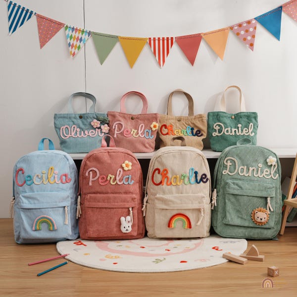Custom Backpack and Handbag Set · Back to School Gifts · First Day of School · Personalized Gift for Kids and Toddlers · Daycare Bags