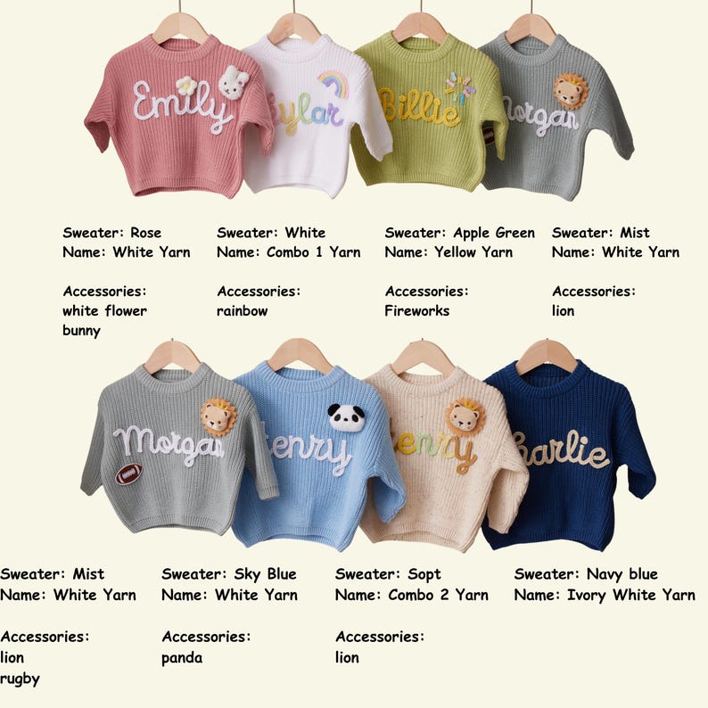 Trui met gepersonaliseerde babynaam, cadeau op maat, verjaardagscadeau voor een baby, kraamcadeau, geborduurde trui, trui met naam, trui voor peuters afbeelding 3