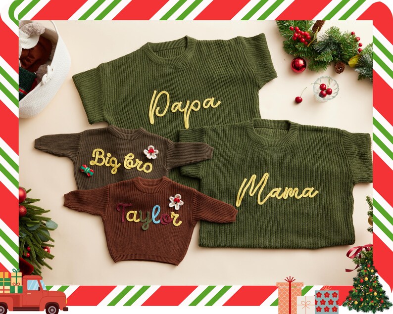 Adult Costume | Christmas Family Matching Set – Personalized Sweaters | Christmas Gift | Custome Baby Name Sweater | Personalized Gift image 10