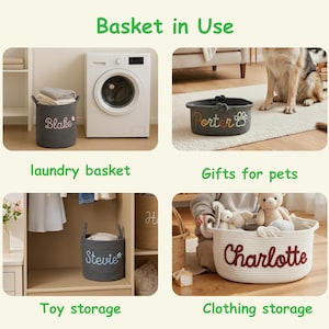 Cesta de almacenamiento personalizada, cesta organizadora, cesta para juguetes de mascotas, regalos para baby shower, decoración de guardería, regalos para bebé, regalo navideño, cesta personalizada. imagen 9