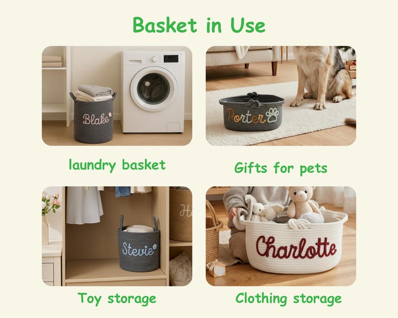 Cesta de almacenamiento personalizada, cesta organizadora, cesta para juguetes de mascotas, regalos para baby shower, decoración de guardería, regalos para bebé, regalo navideño, cesta personalizada. imagen 9
