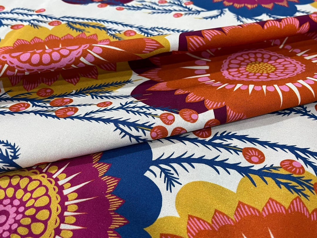 Bright Floral Pop Wideback – Retro Colorful Blooms – 108” Quilting ...