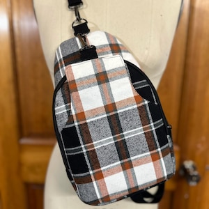 Sac à bandoulière en flanelle écossais fait main - Sac de poitrine à bandoulière - Sac de voyage à bandoulière réglable - Sac à dos mains libres au quotidien - Cadeau pour lui/elle