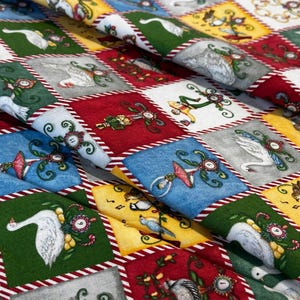 12 dagar av julblocktyg - Windham Holiday Birds, Geese & Festive Countdown bomullstyg - pris per meter