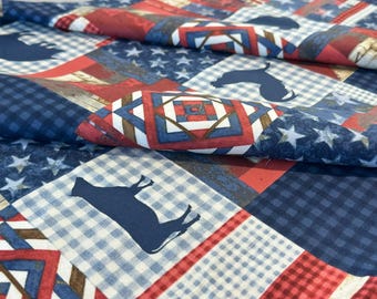 Americana Patchwork with Cow Silhouette