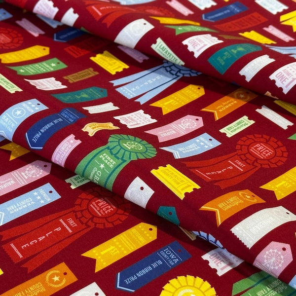 Tecido Red Fair Ribbon – em algodão para patchwork da coleção Show Collection (vendido por metro)