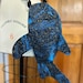Unique Shark Crossbody Bag in Cosmic Blue with Glitter Accents – Handmade Crossbody Purse for Ocean Lovers and Space Enthusiasts