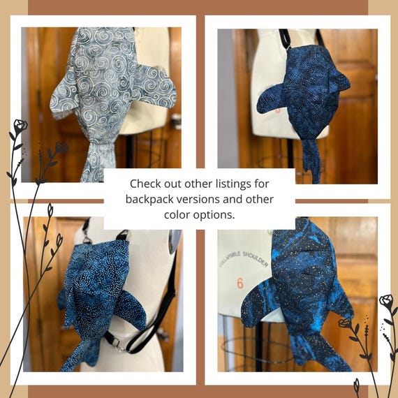 Genuine Leather Sling Backpack Convertible Crossbody Purse Whale Shark Shape March 6 22:00 EDT Opens again | Handmade Leather Whale Shark  main image 3