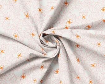 Heart Web Spider Fabric: Ghostly Garden Cream Cotton