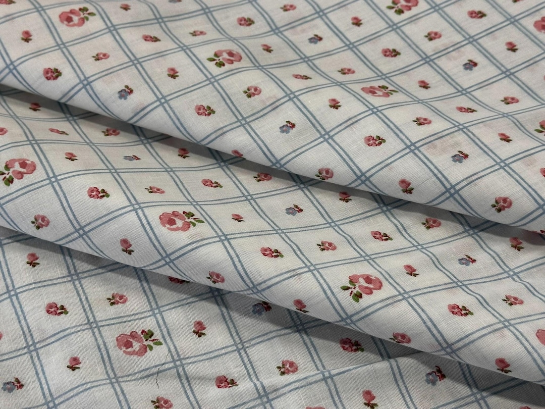 Blue Windowpane Floral Check - Etsy