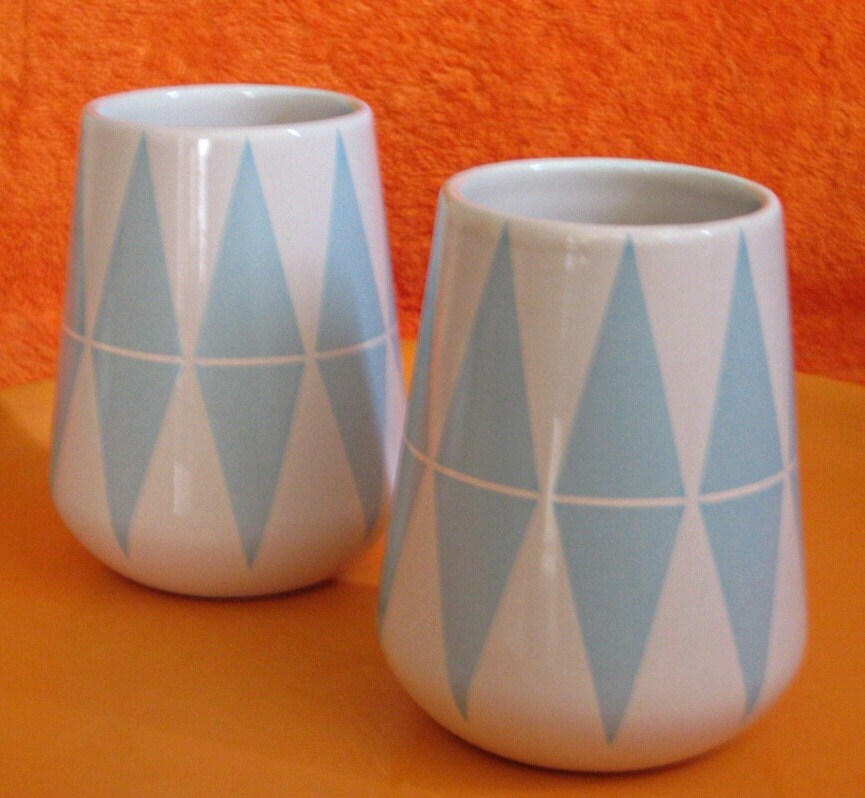2 Harlequin Blue Diamond Mugs by Swedish Designer Anna Elzer Oscarson - Etsy