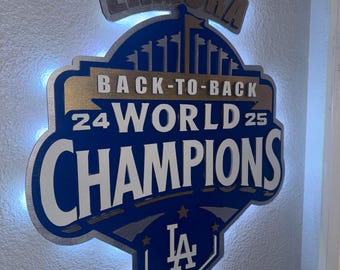 Dodgers Champions LED Wood Sign - Layered 2024-2025 Wall Art