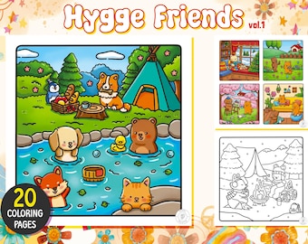 Hygge Friends | Cute & Cozy Coloring Book for Adults and Teens ( Part2 )