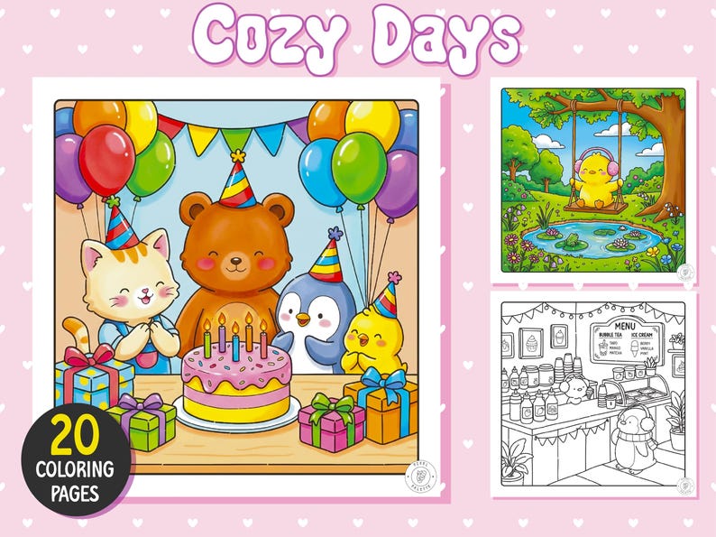 Cozy Days Coloring Book – Cute & Cozy Coloring Pages for Adults and Teens, Digital Download image 1