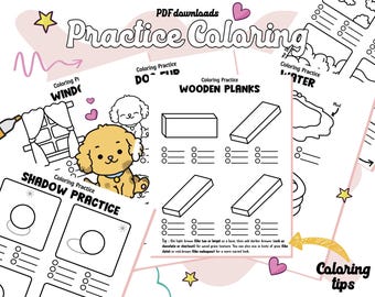Cute Coloring Practice Pages, Improve Skills (Printable PDFs)