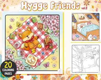 Hygge Friends | Cute & Cozy Coloring Book for Adults and Teens ( Part1 )