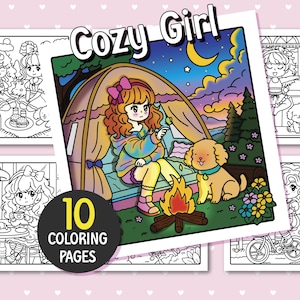 Cozy Girl Coloring Book | Cute and Relaxing Printable Pages for Teens & Adults | Digital Download