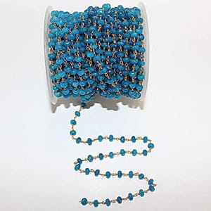 Dark Blue Jade 6mm Beaded Handmade Rosary Chain 24K gold plated over silver Women Jewelry Making Necklace Anklet Bracelet Wholesale Price