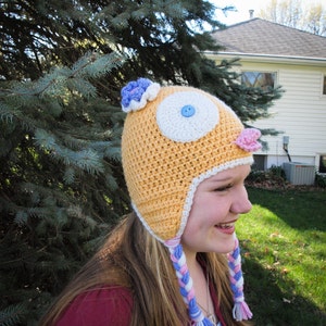 Yellow Easter baby chick earflap hat 1-4 year old image 3