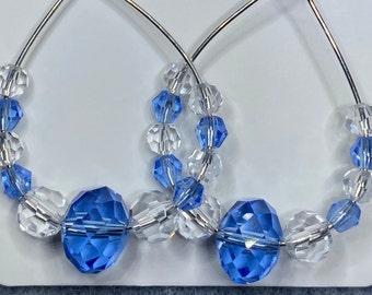 Diamond and blue dangle crystal earrings