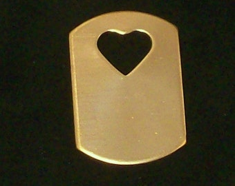 NuGold - 1/2" Heart Cut Out Dog Tags - 1" x 1 1/2" x 18 Gauge Metal Stamping Blanks - Qty 3#, metalsmith blanks, stamping blanks, engraving