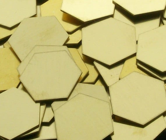真鍮六角形 - 18 ゲージ、スタンピング ブランク、ボッパー、金属スタンピング ブランク、スタンピング用品、エッチング ブランク、エンボス ブランク、六角形ブランク
