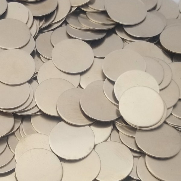 20 Gauge - Nickel Silver Disc Stamping Blanks - various sizes: 1 1/2" - 3/8" - Use drop down menu to view price, quantities and size