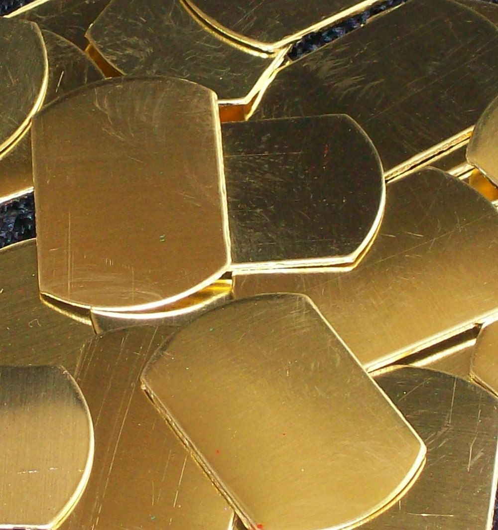 Brass Plain Dog Tags - 20 Gauge, stamping blanks, military dog tags, military tags, Bopper, metal stamping blanks, bopper, metalsmith blanks