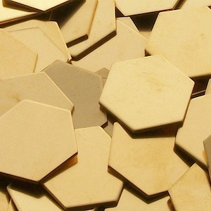NuGold Hexagons - 20 Gauge, stamping blank, Bopper, metal stamping blank, stamping supplies, etching blank, embossing blanks, hexagon blanks